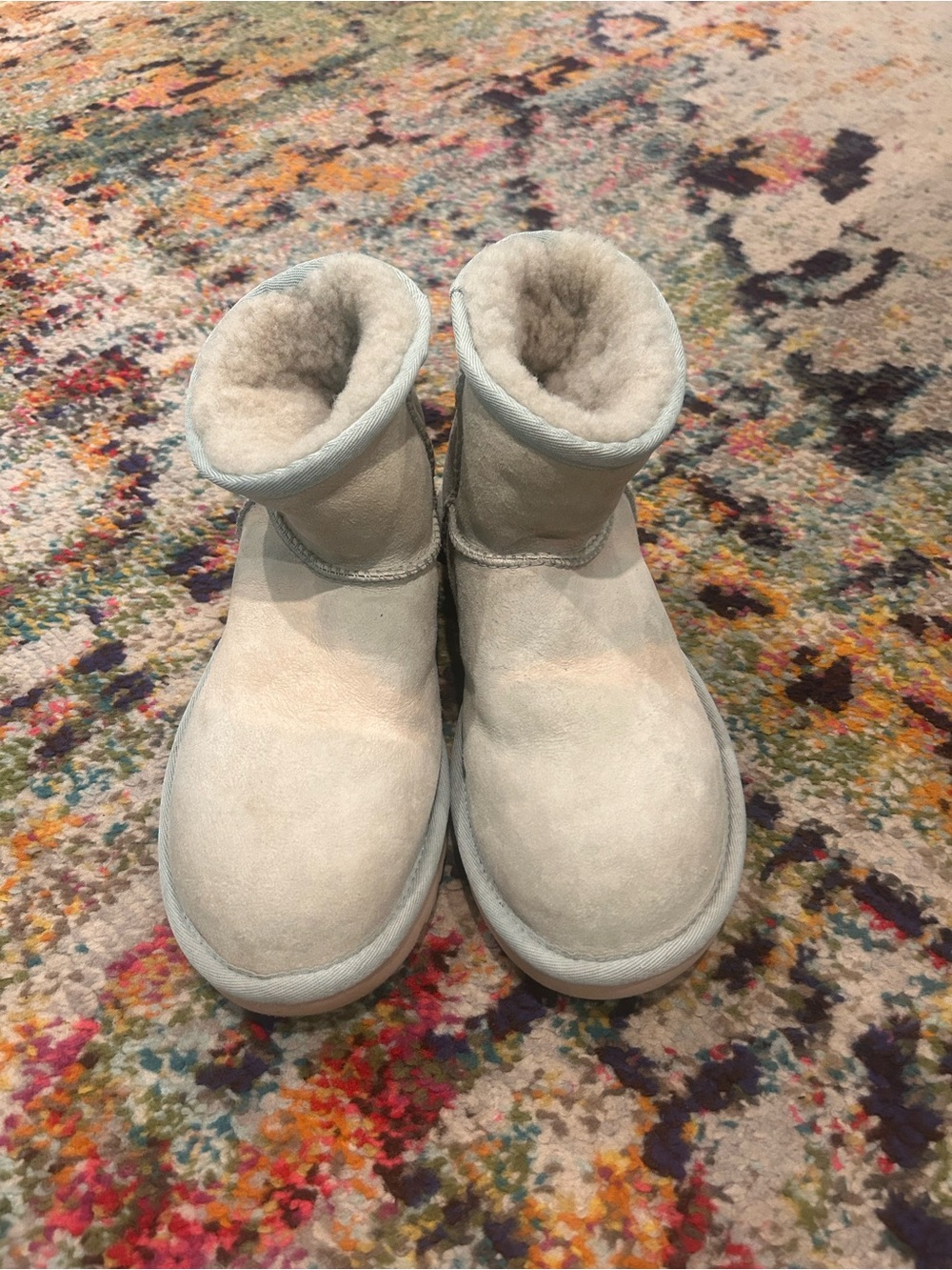 UGG Light Blue Short Suede Shearling Boots